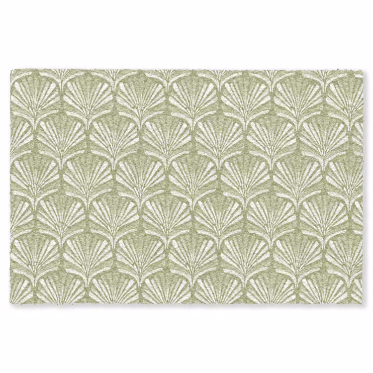 Vloerkleed - Saliegroen - Ginkgo Biloba - Waaier - Patroon — 1