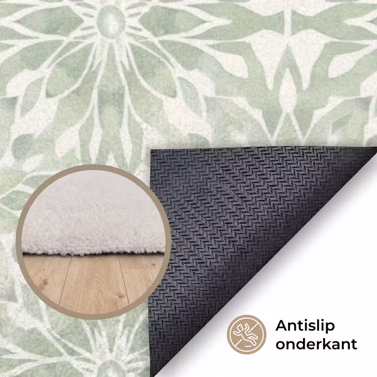Vloerkleed - Saliegroen - Symmetrisch - Mandala - Ornament - Patroon — 4