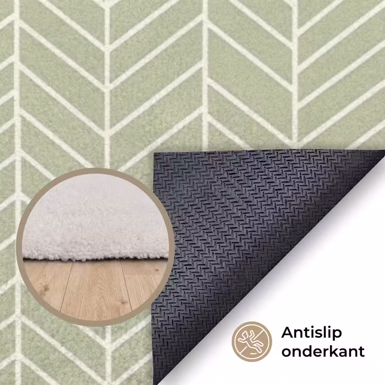 Vloerkleed - Saliegroen - Visgraat - Geometrisch - Patroon — 4