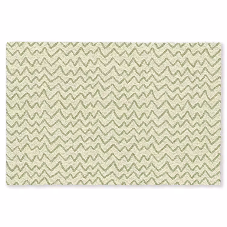 Vloerkleed - Saliegroen - Zigzag - Handgetekend - Patroon — 1