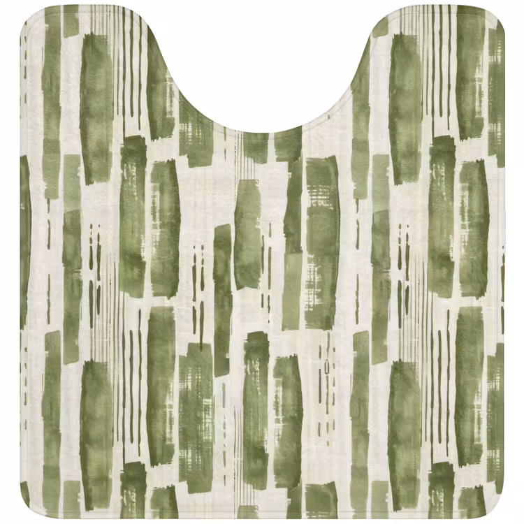 WC Mat - Groen - Abstract - Penseelstreken - Linnen - Patroon — 1