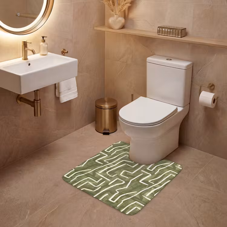 WC Mat - Groen - Abstract - Penseelstreken - Patroon — 3