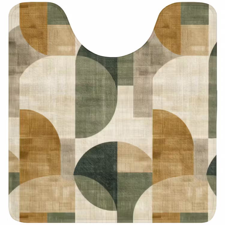 WC Mat - Olijfgroen - Geometrisch - Abstract - Mid-Century - Linnen - Patroon — 1