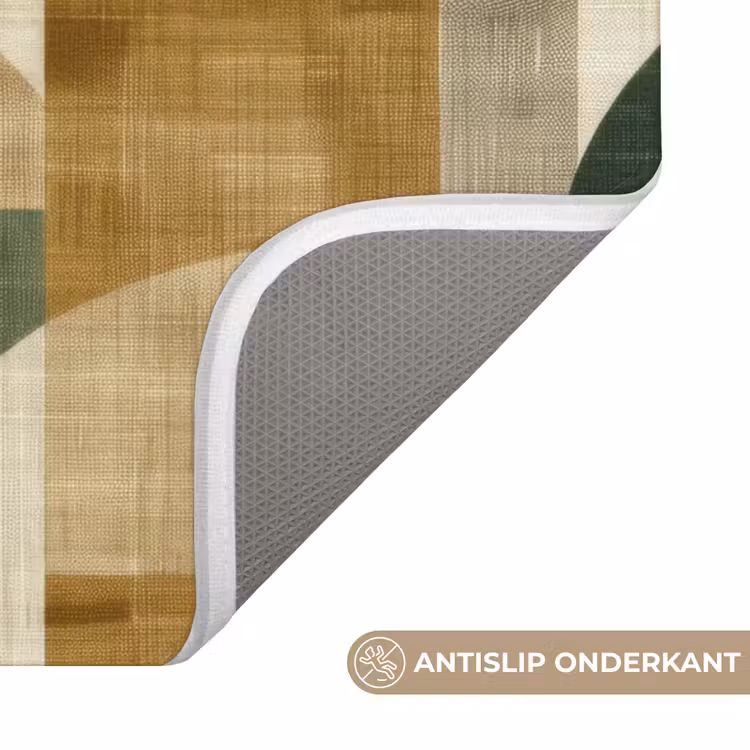 WC Mat - Olijfgroen - Geometrisch - Abstract - Mid-Century - Linnen - Patroon — 4