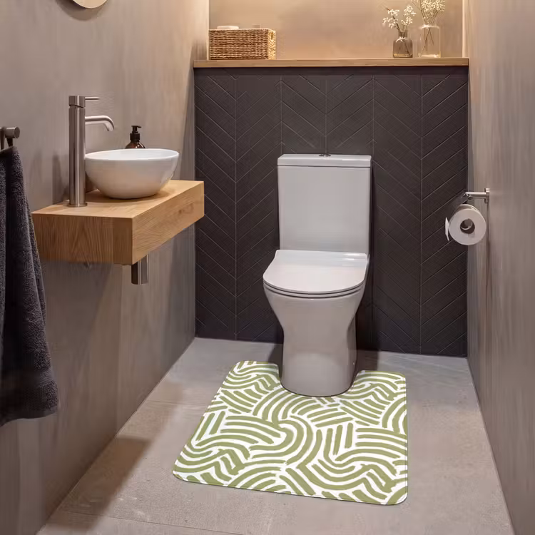 WC Mat - Saliegroen - Abstract - Bogen - Handgetekend - Patroon — 2