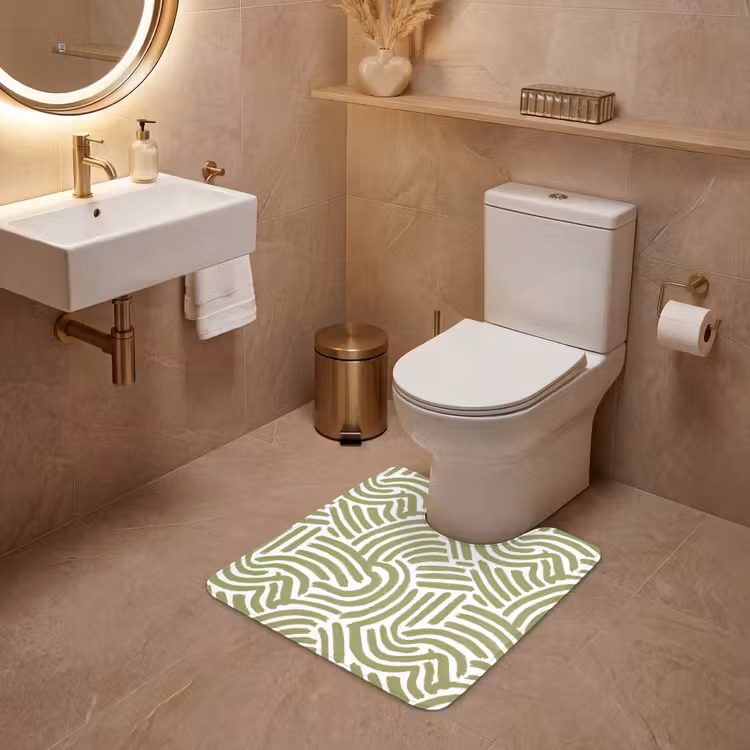 WC Mat - Saliegroen - Abstract - Bogen - Handgetekend - Patroon — 3