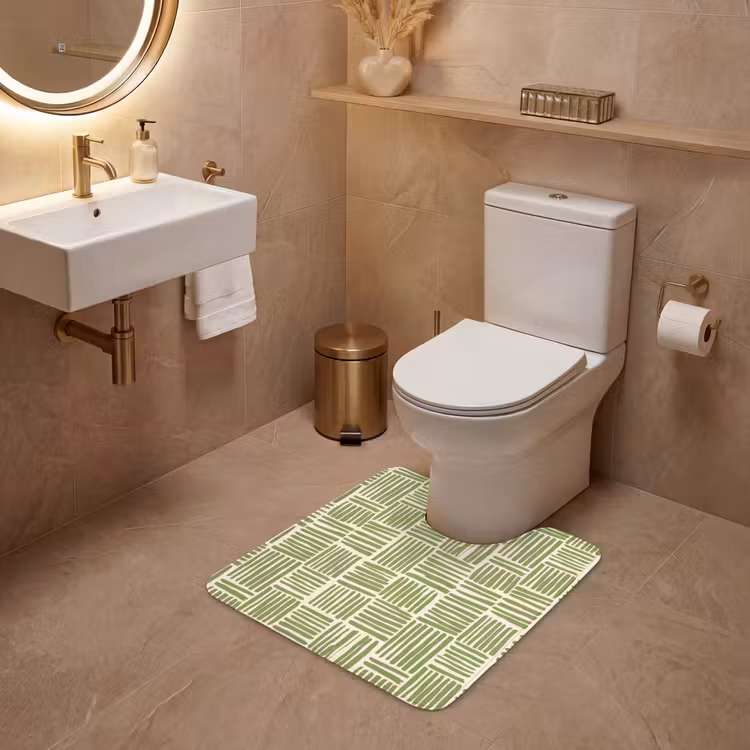 WC Mat - Saliegroen - Blokken - Handgetekend - Patroon — 3