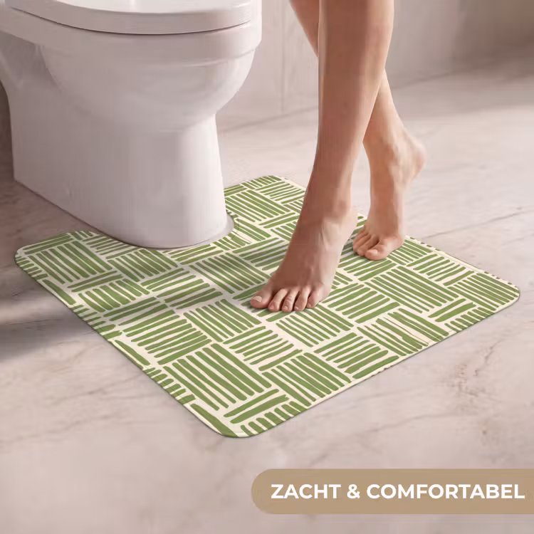 WC Mat - Saliegroen - Blokken - Handgetekend - Patroon — 5