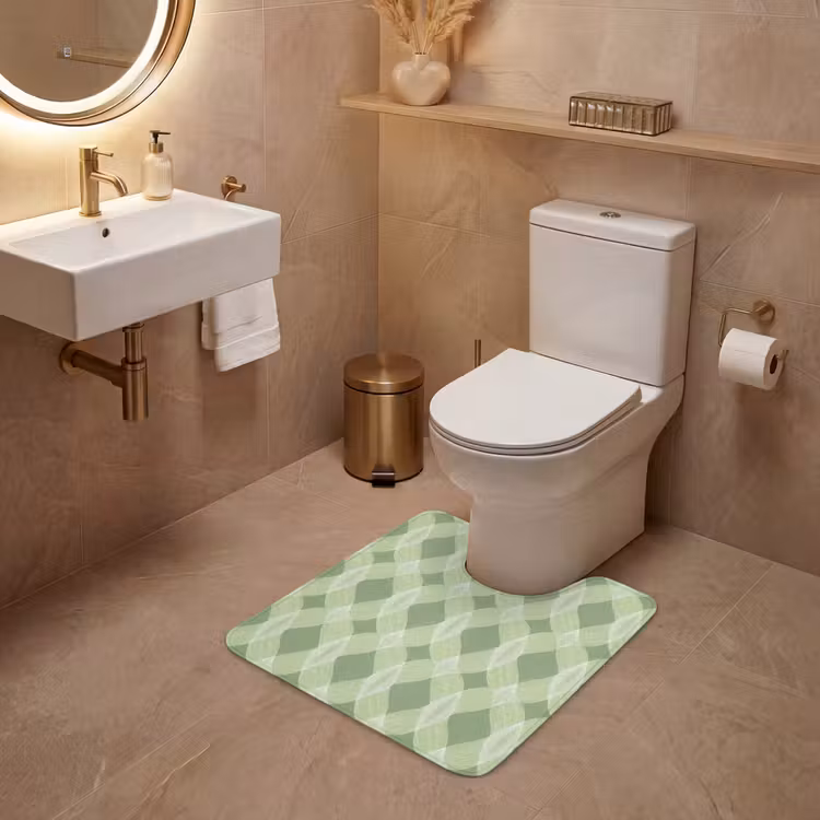 WC Mat - Saliegroen - Geometrisch - Organisch - Traliewerk - Patroon — 3