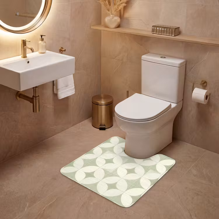 WC Mat - Saliegroen - Geometrisch - Retro - Mid-Century - Patroon — 3