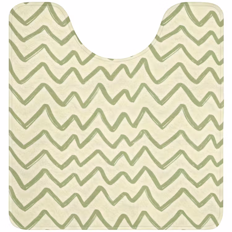 WC Mat - Saliegroen - Zigzag - Handgetekend - Patroon — 1