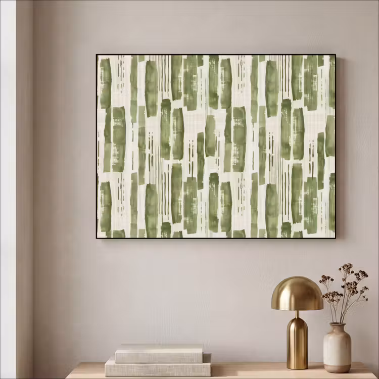 Art frame - Groen - Abstract - Penseelstreken - Linnen - Patroon — 5
