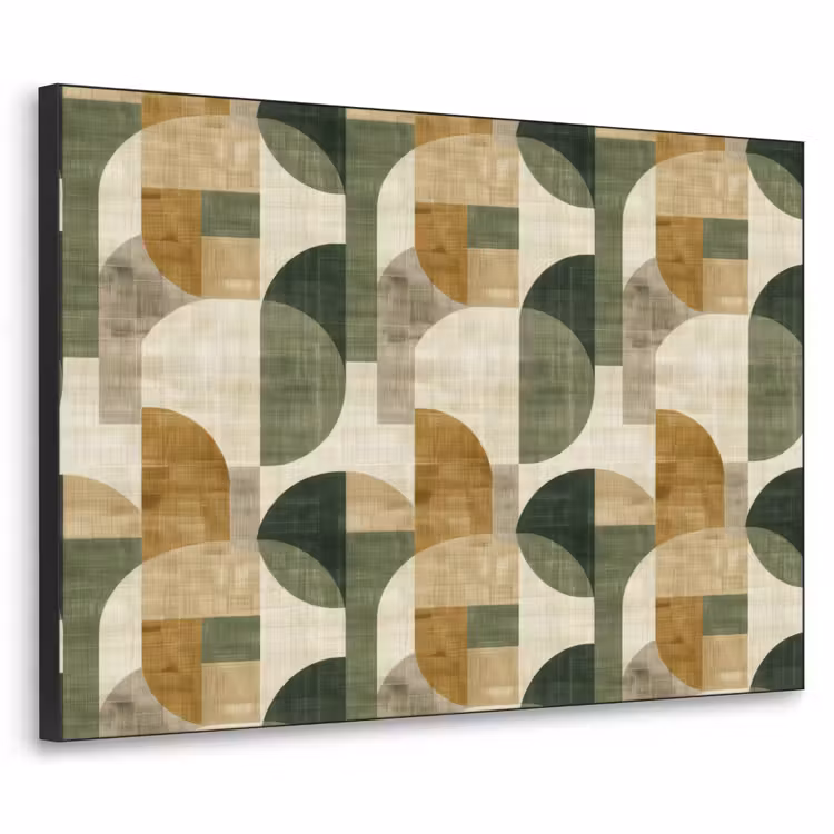 Art frame - Olijfgroen - Geometrisch - Abstract - Mid-Century - Linnen - Patroon — 1