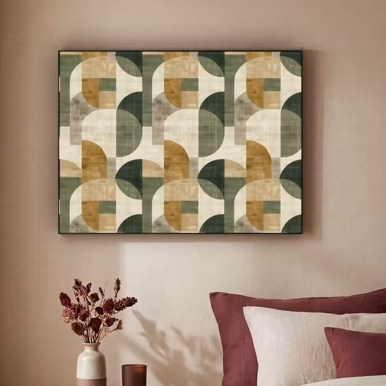 Art frame - Olijfgroen - Geometrisch - Abstract - Mid-Century - Linnen - Patroon — 3