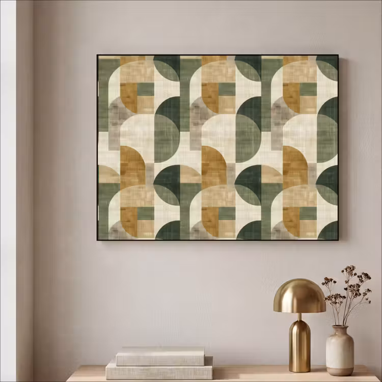 Art frame - Olijfgroen - Geometrisch - Abstract - Mid-Century - Linnen - Patroon — 5