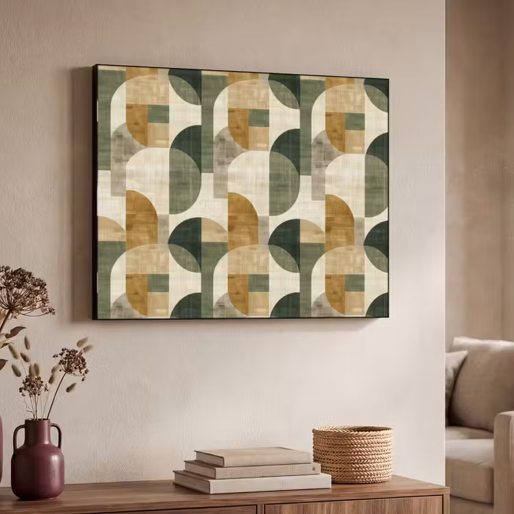 Art frame - Olijfgroen - Geometrisch - Abstract - Mid-Century - Linnen - Patroon — 7