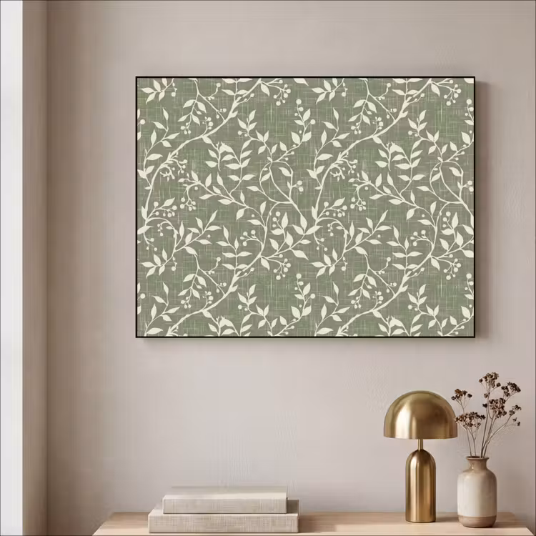 Art frame - Saliegroen - Botanisch - Takken - Besjes - Linnen - Patroon — 5