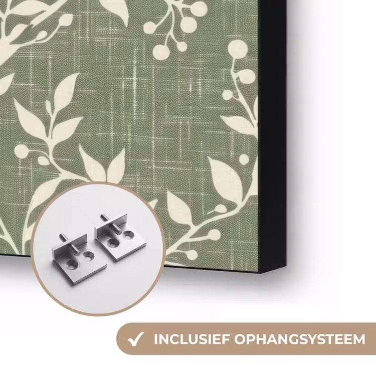Art frame - Saliegroen - Botanisch - Takken - Besjes - Linnen - Patroon — 6