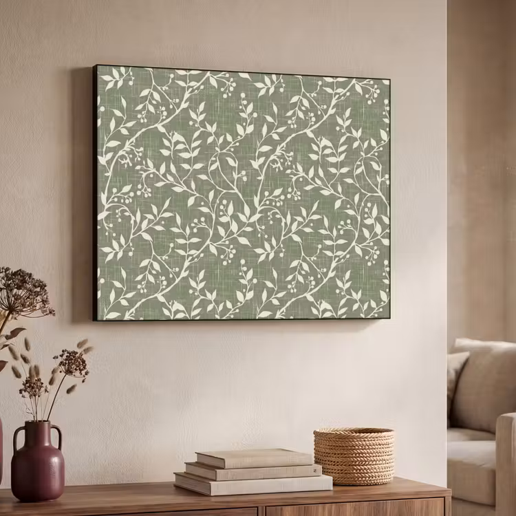 Art frame - Saliegroen - Botanisch - Takken - Besjes - Linnen - Patroon — 7
