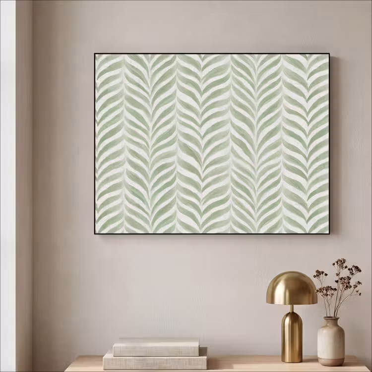 Art frame - Saliegroen - Visgraat - Organisch - Penseelstreken - Patroon — 5