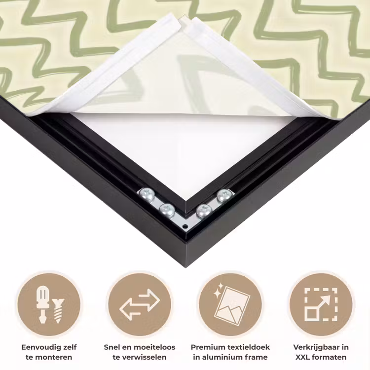 Art frame - Saliegroen - Zigzag - Handgetekend - Patroon — 4