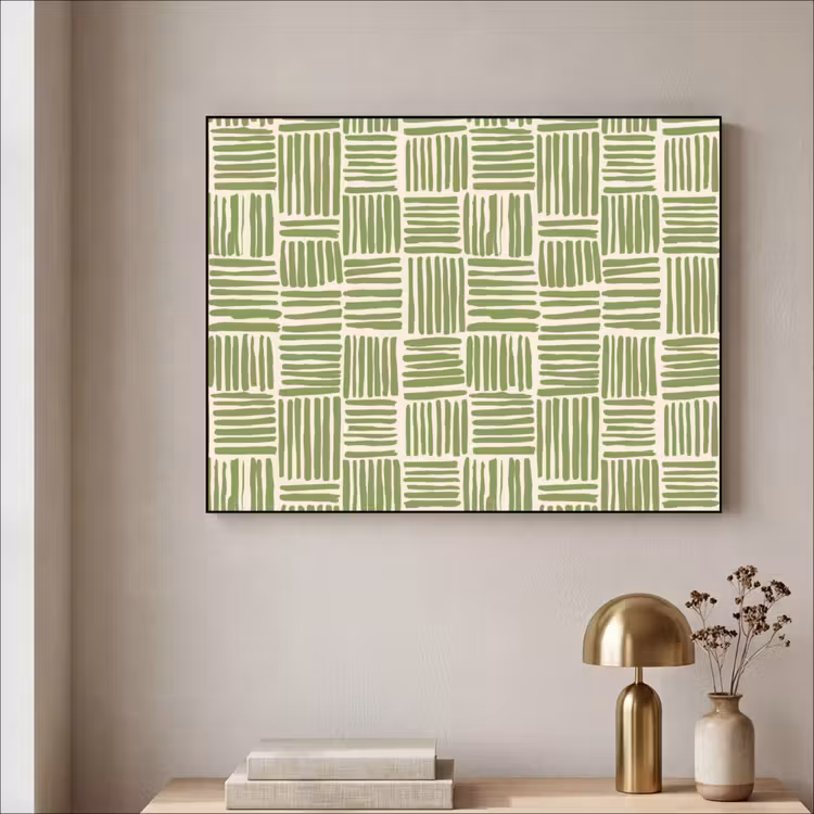 Art frame - Saliegroen - Blokken - Handgetekend - Patroon — 5