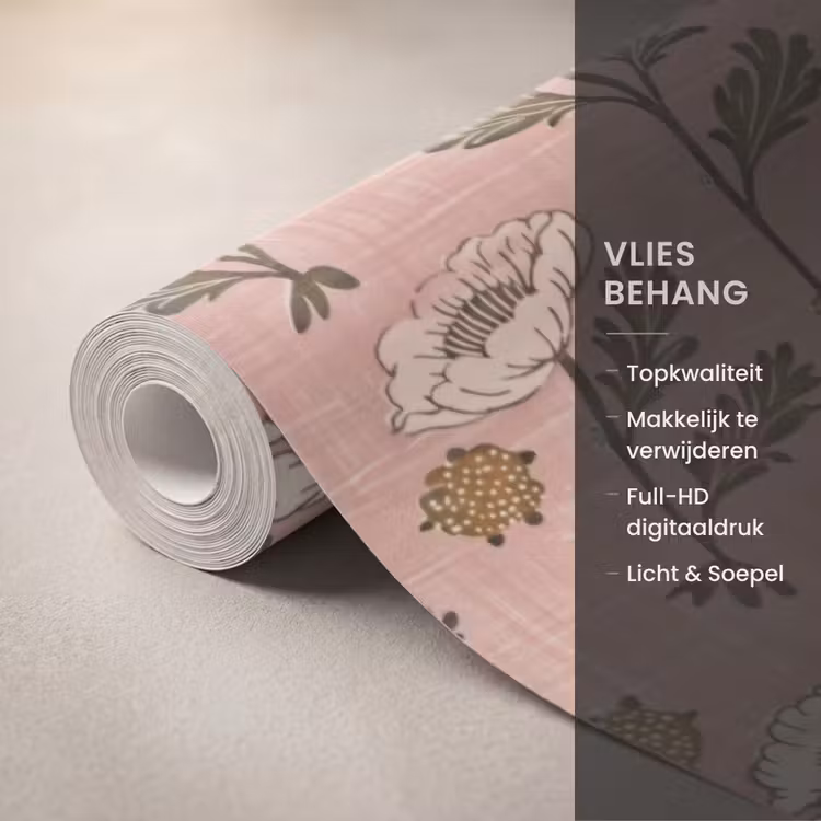 Behang - Roze - Bloemen - Vintage - Textuur — 3
