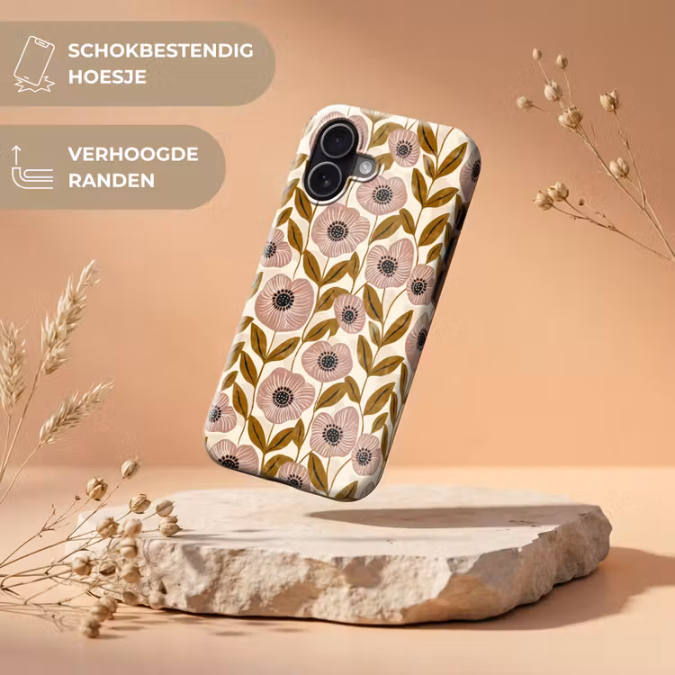 Telefoonhoesje Toughcase - Dustyroze - Bloemen - Grafisch - Patroon — 5