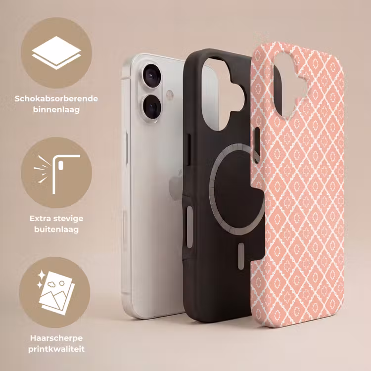 Telefoonhoesje Toughcase - Zalmroze - Geometrisch - Elegant - Patroon — 3