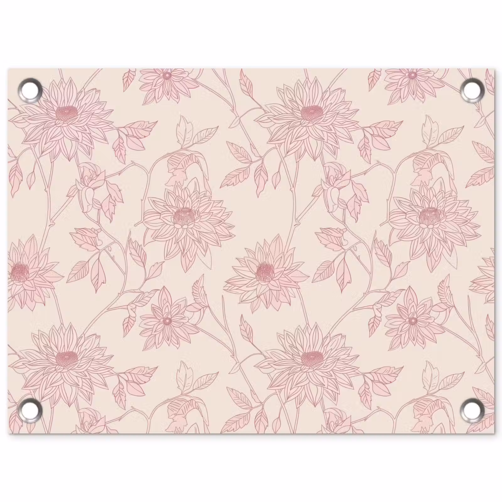 Tuinposter - Oudroze - Dahlia's - Lijntekening - Patroon — 1