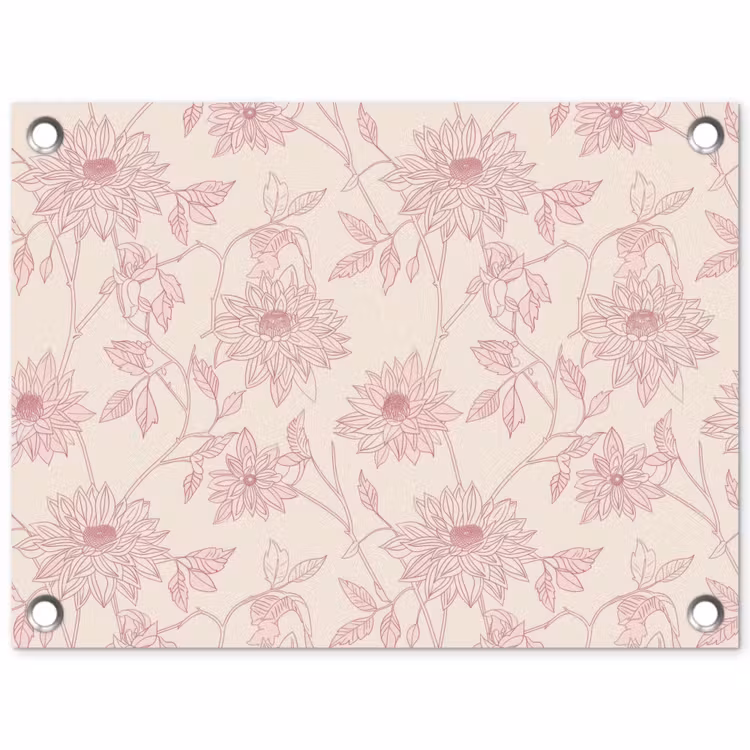 Tuinposter - Oudroze - Dahlia's - Lijntekening - Patroon — 1