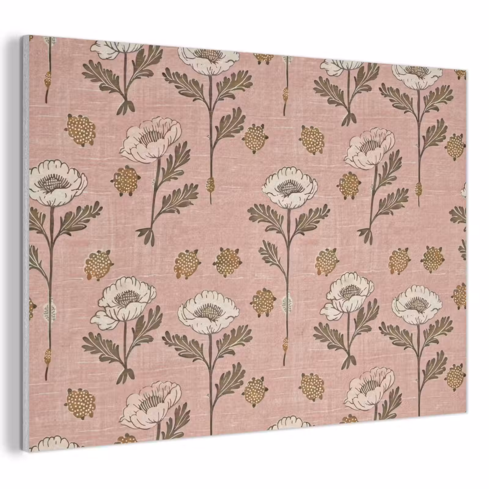 Akoestisch schilderij - Roze - Bloemen - Vintage - Textuur — 1