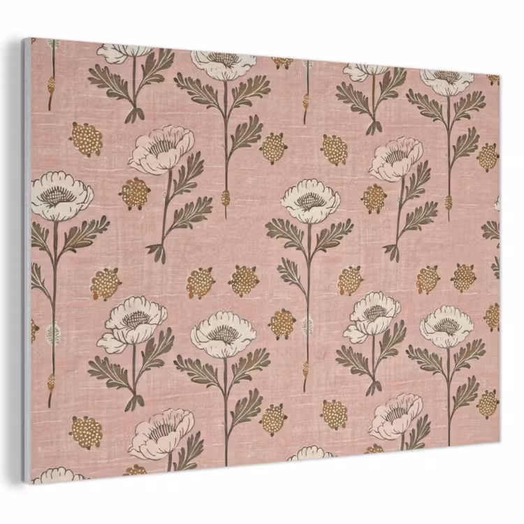 Akoestisch schilderij - Roze - Bloemen - Vintage - Textuur — 1