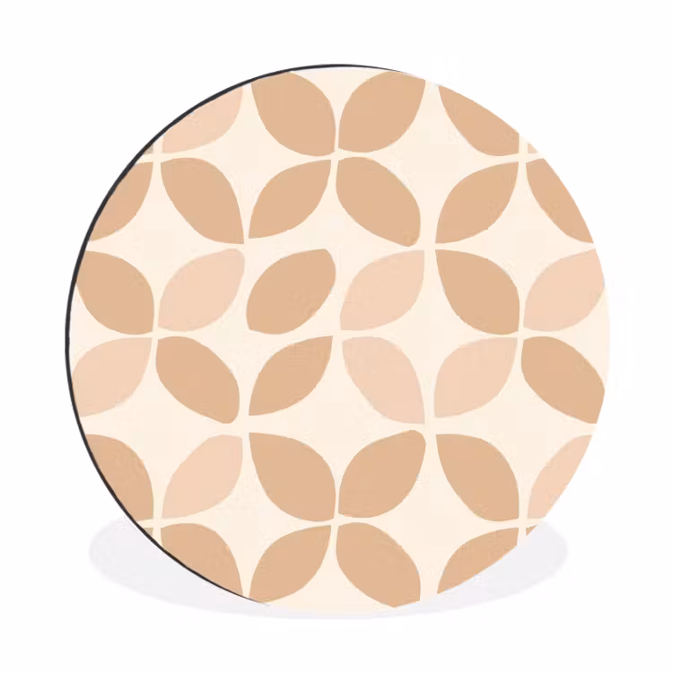 Muurcirkel aluminium - Beige - Bladeren - Minimalistisch - Patroon — 1