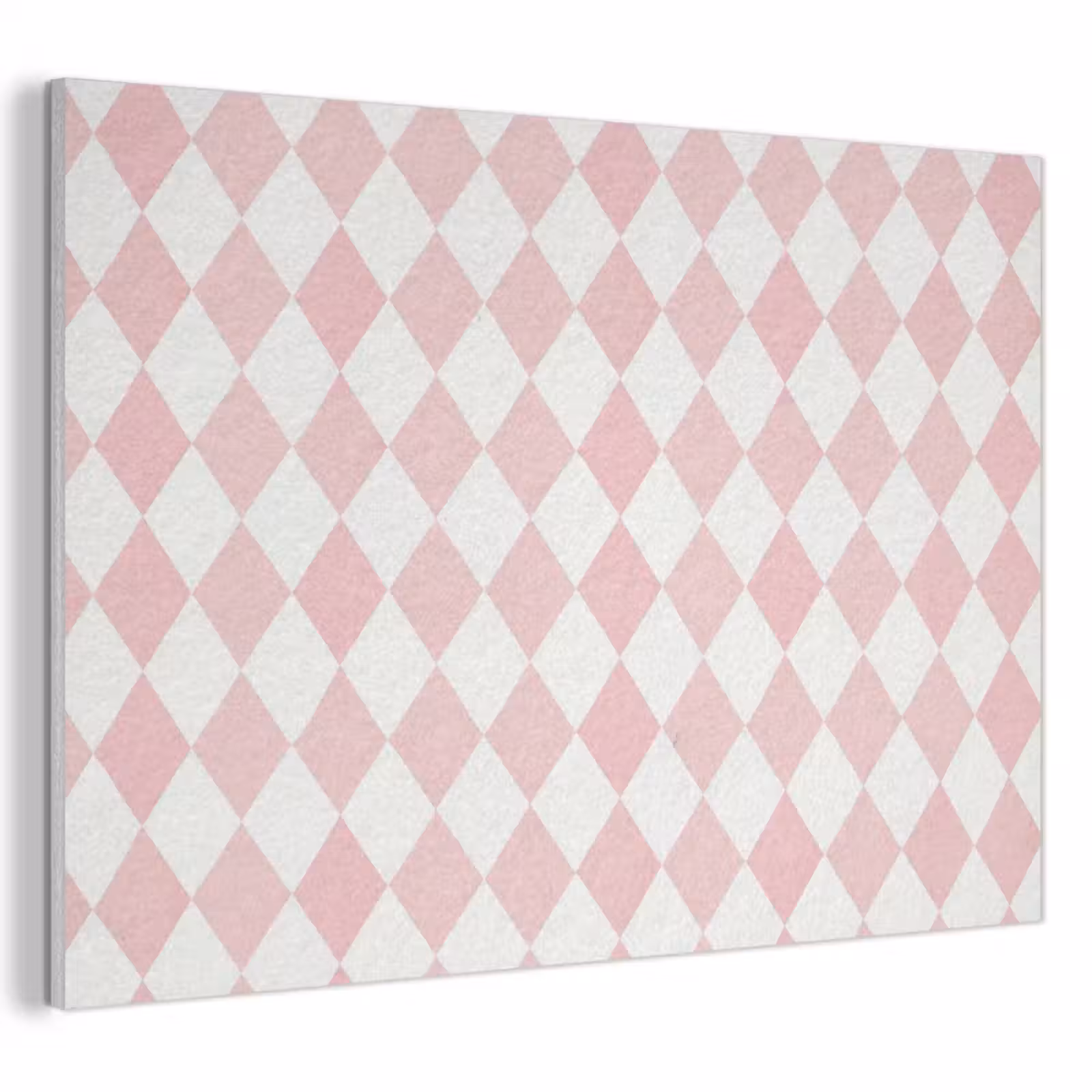 Akoestisch schilderij - Lichtroze - Ruiten - Geometrisch - Patroon — 1