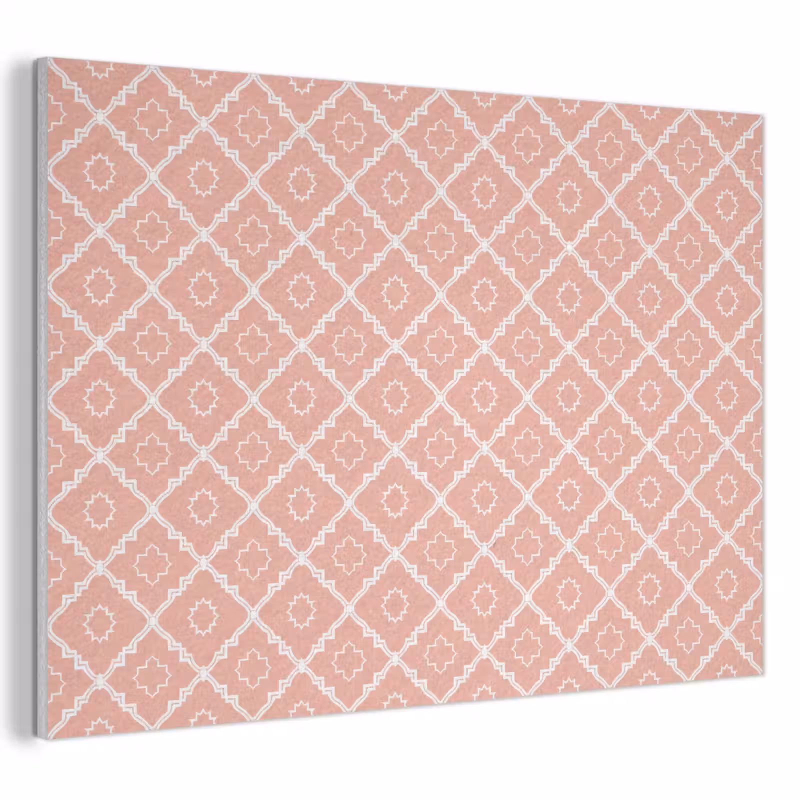 Akoestisch schilderij - Zalmroze - Geometrisch - Elegant - Patroon — 1