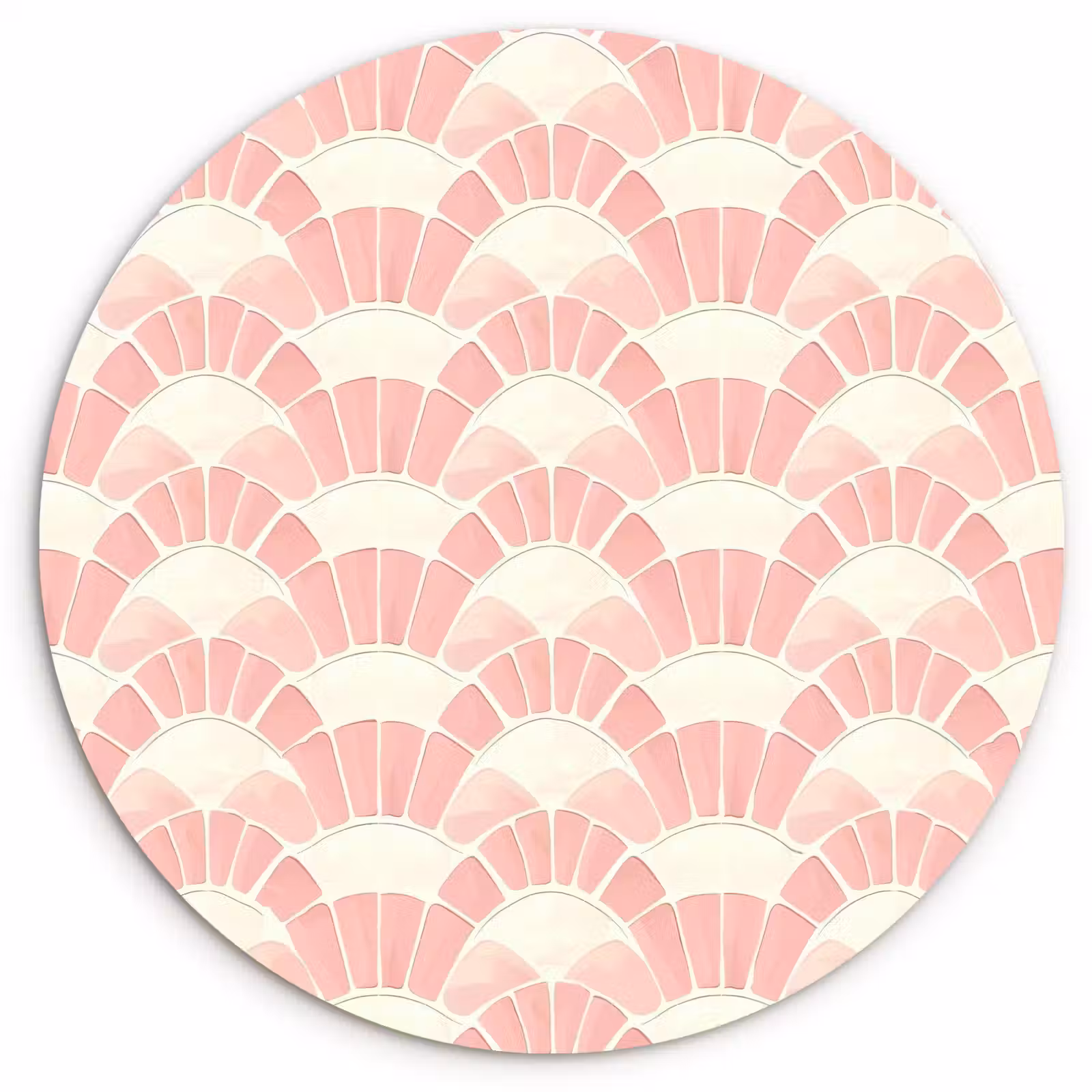 Muurcirkel glas - Roze - Waaiers - Mozaïek - Patroon — 1