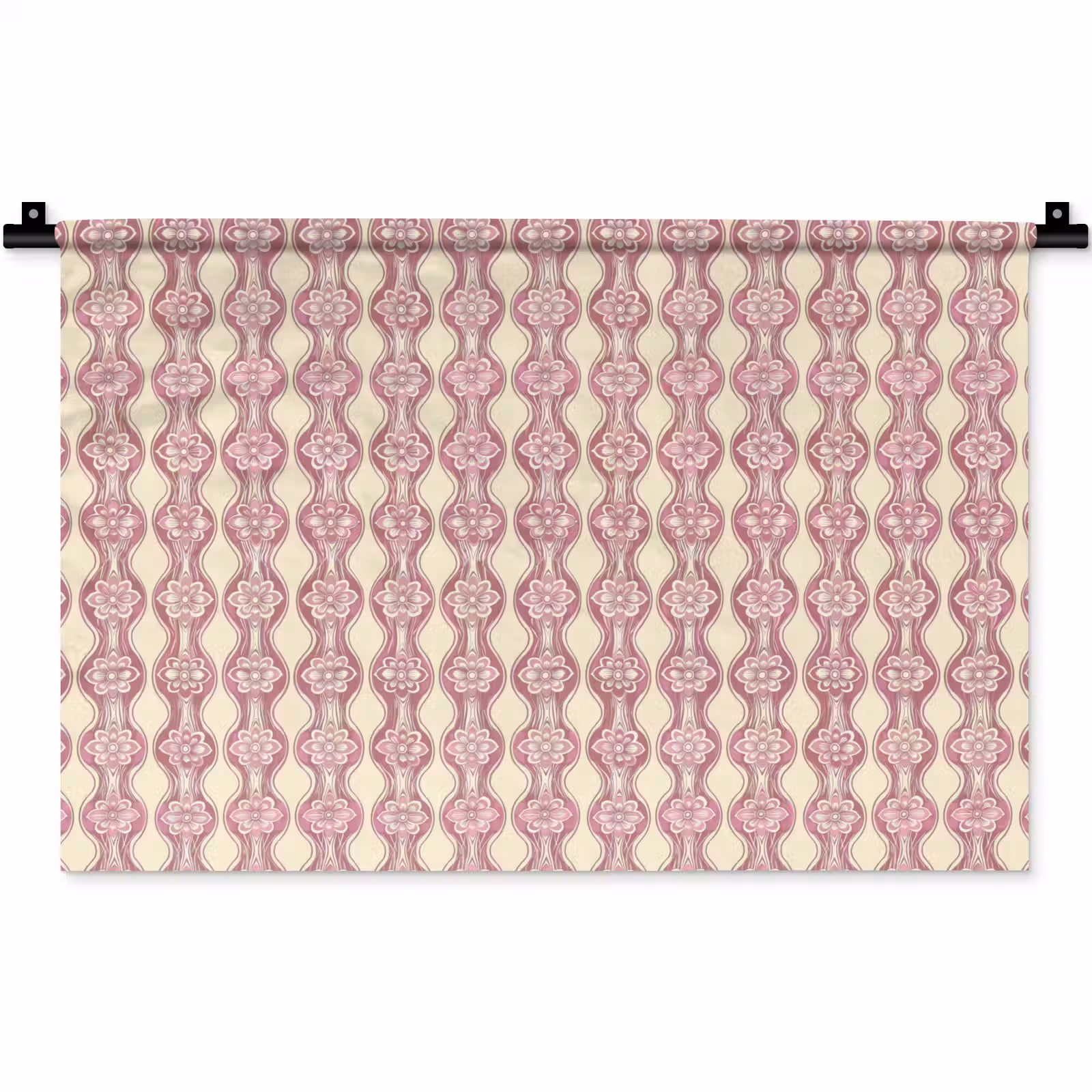 Wandkleed - Paarsroze - Bloemen - Retro - Patroon — 1