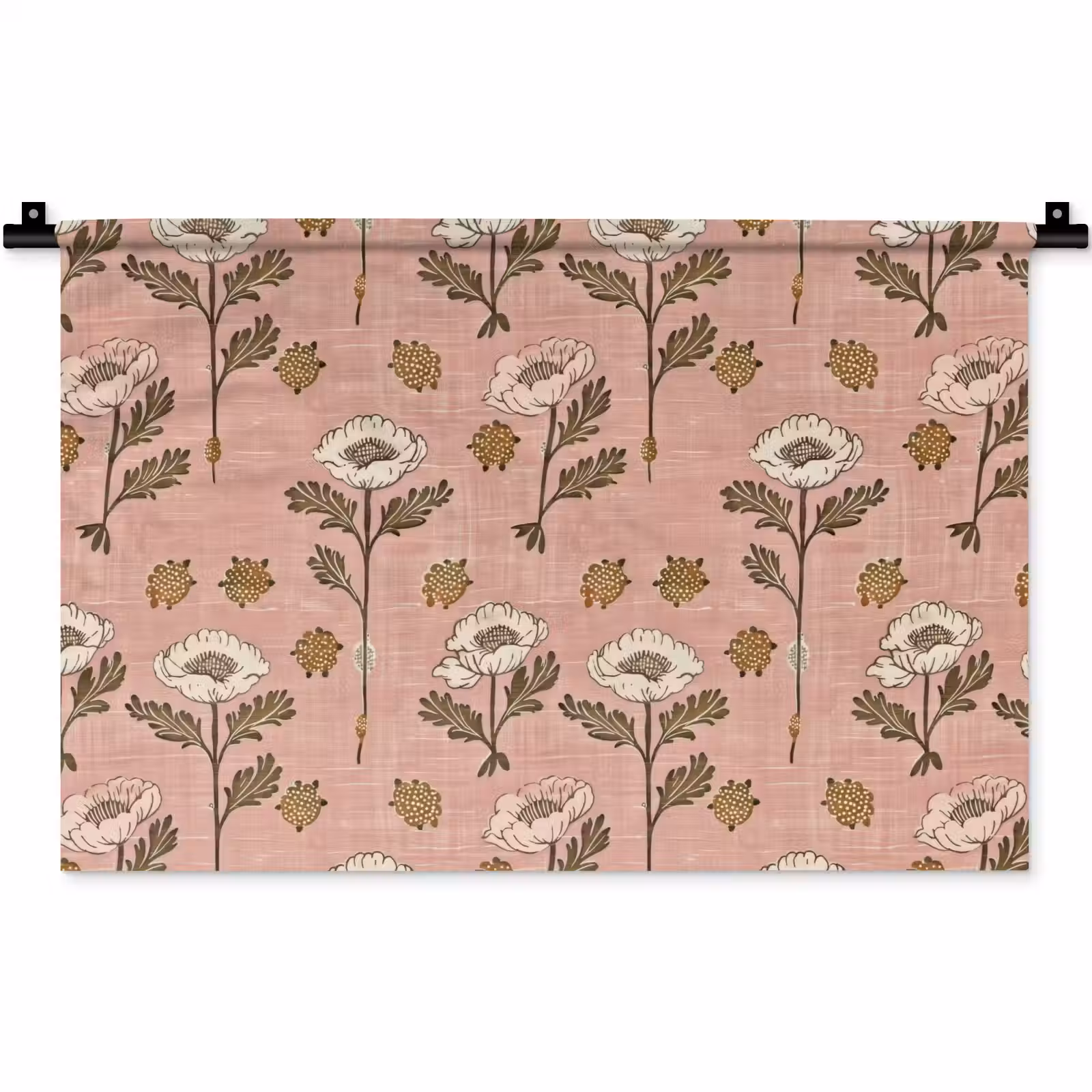 Wandkleed - Roze - Bloemen - Vintage - Textuur — 1