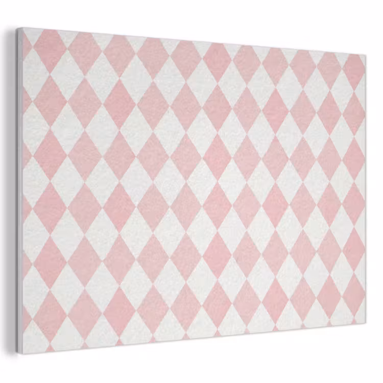 Akoestisch schilderij - Lichtroze - Ruiten - Geometrisch - Patroon — 1
