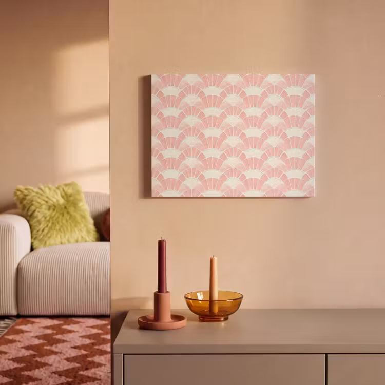 Akoestisch schilderij - Roze - Waaiers - Mozaïek - Patroon — 2