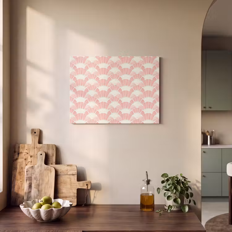 Akoestisch schilderij - Roze - Waaiers - Mozaïek - Patroon — 3