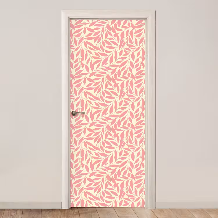 Deursticker - Roze - Bladeren - Dynamisch - Patroon — 1