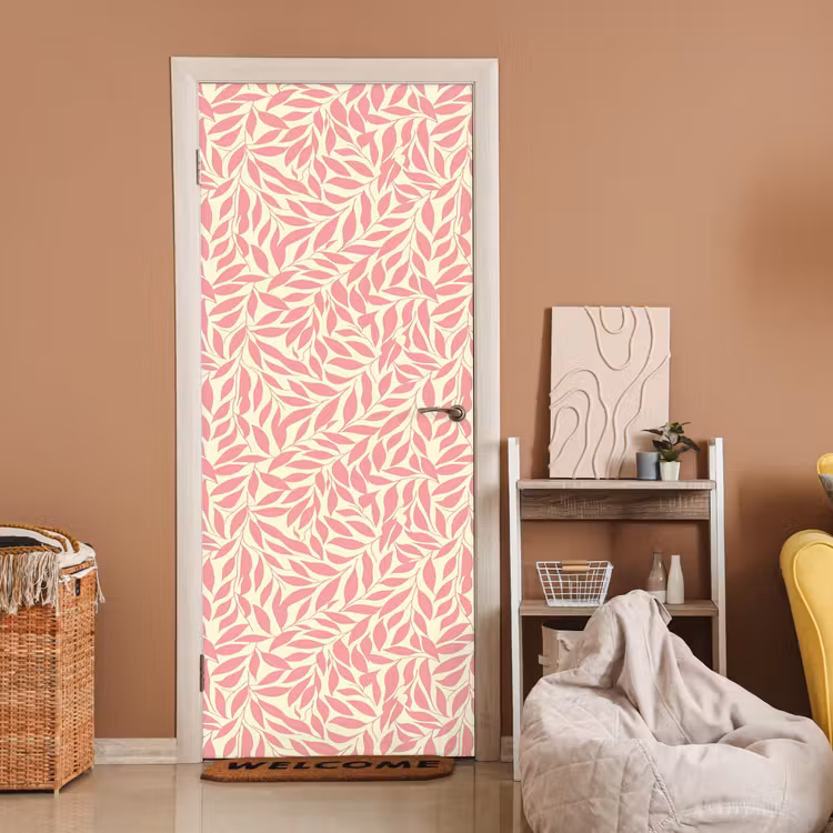 Deursticker - Roze - Bladeren - Dynamisch - Patroon — 2