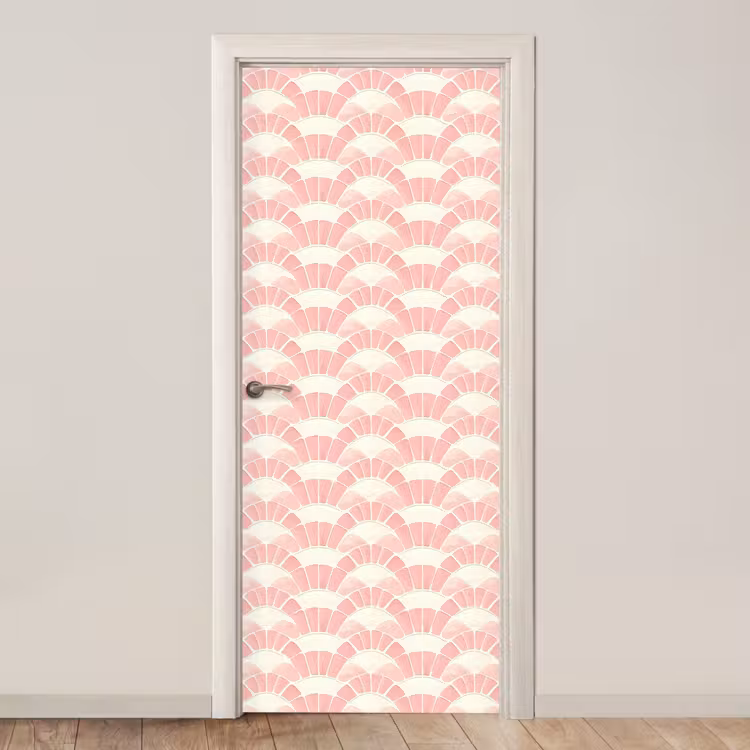 Deursticker - Roze - Waaiers - Mozaïek - Patroon — 1