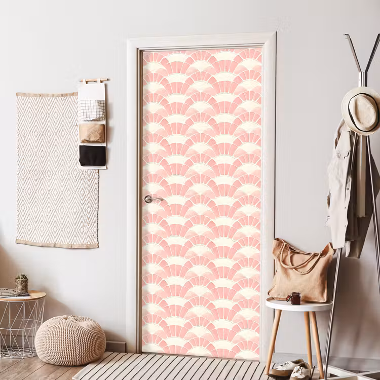 Deursticker - Roze - Waaiers - Mozaïek - Patroon — 8