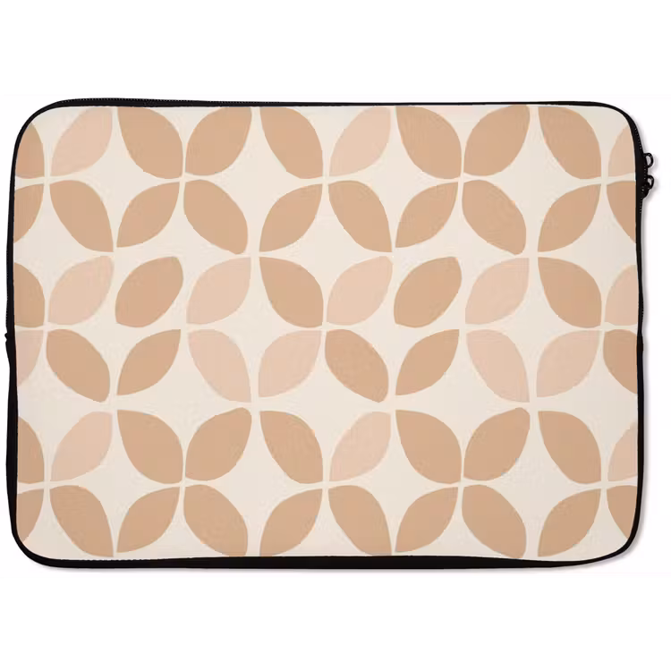Laptophoes Beige - Bladeren - Minimalistisch - Patroon — 1