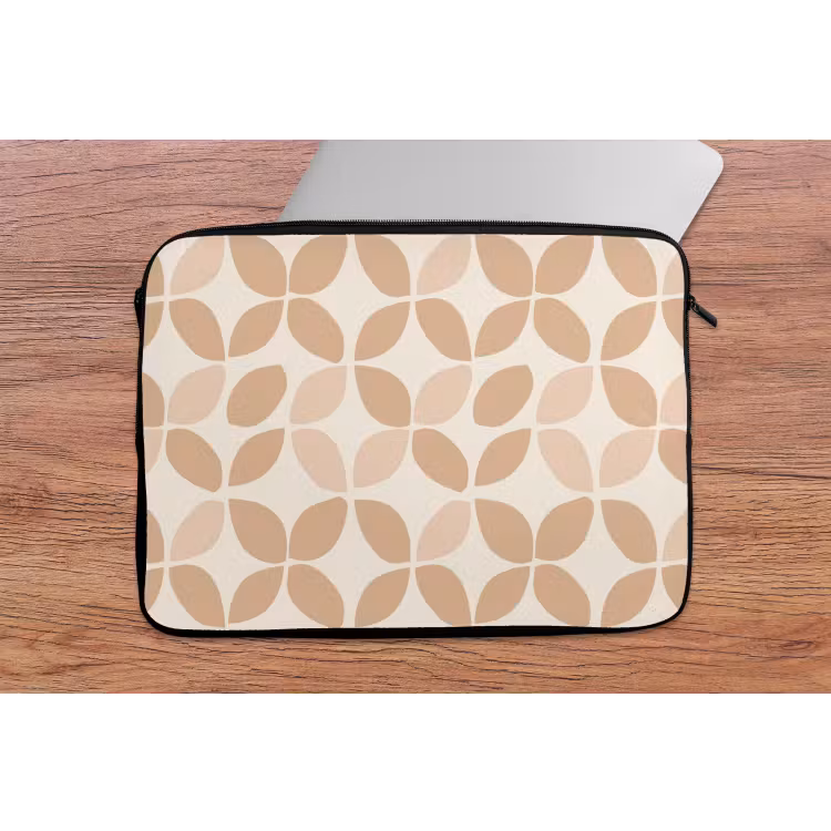 Laptophoes Beige - Bladeren - Minimalistisch - Patroon — 2