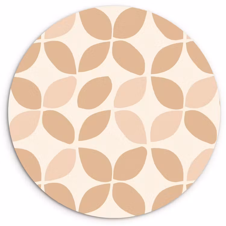 Muurcirkel glas - Beige - Bladeren - Minimalistisch - Patroon — 1