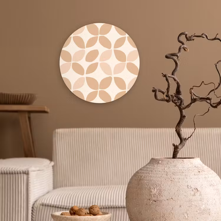 Muurcirkel glas - Beige - Bladeren - Minimalistisch - Patroon — 2